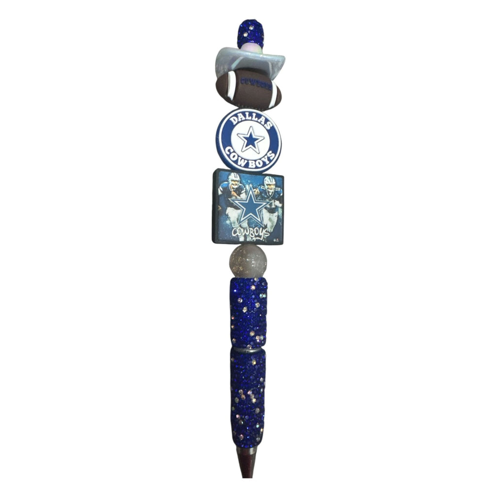 Dallas Cowboys Themed Glitter Pen With Cowboy Hat Topper And Football Accents For Writing & Gift Use
