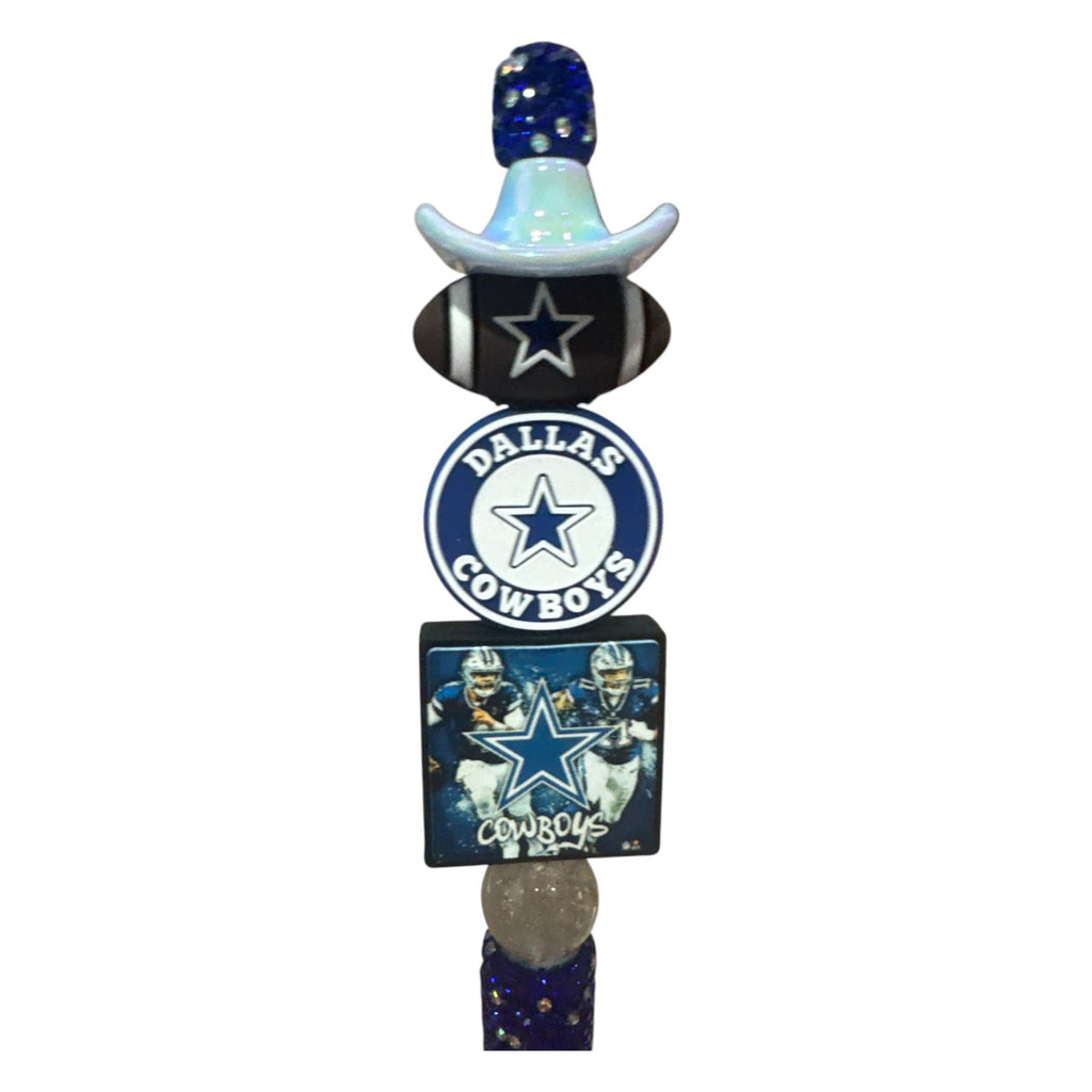 Dallas Cowboys Themed Glitter Pen With Cowboy Hat Topper And Football Accents For Writing & Gift Use
