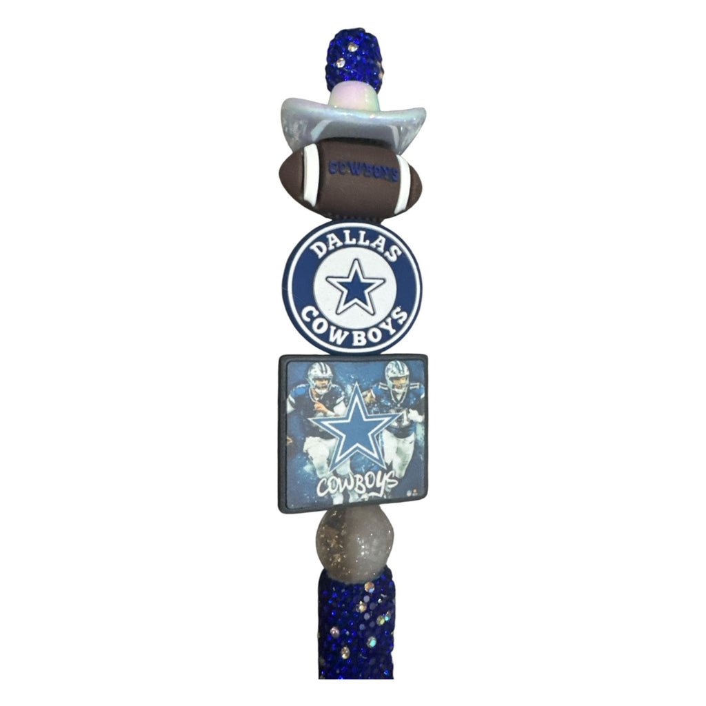 Dallas Cowboys Themed Glitter Pen With Cowboy Hat Topper And Football Accents For Writing & Gift Use