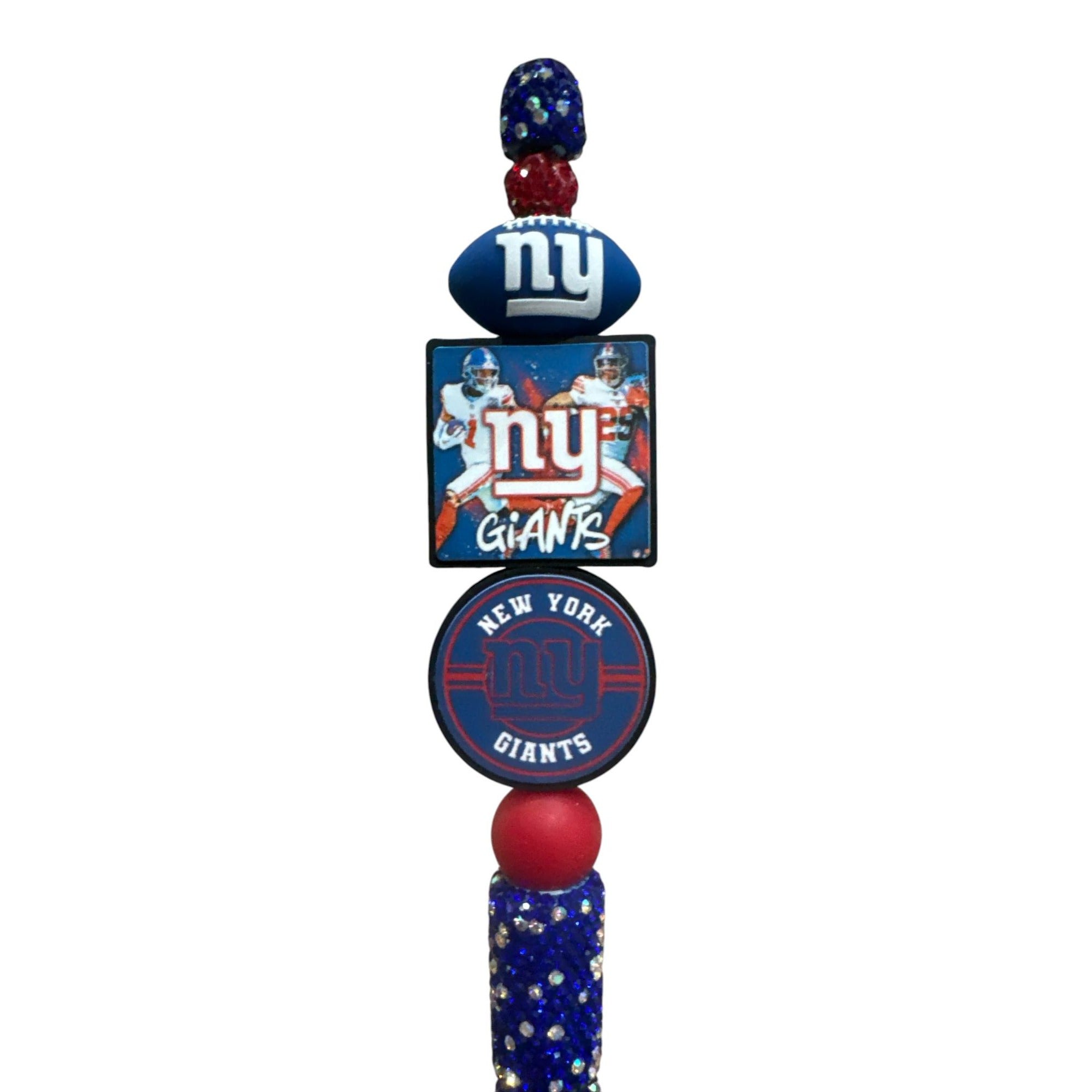 New York Giants Beaded Pen With Sparkling Blue Handle For Football Fans & Office Use