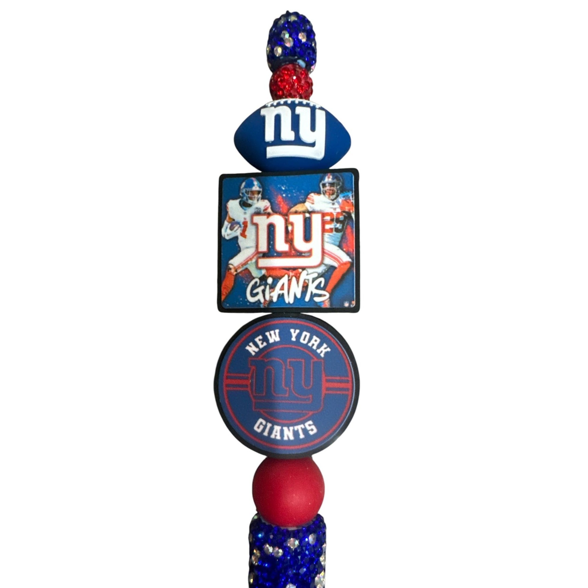 New York Giants Beaded Pen With Sparkling Blue Handle For Football Fans & Office Use