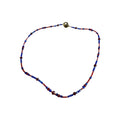 Handmade Beaded Necklace With Gold Toggle Clasp Red & Blue Glass Beads Minimalist Jewelry
