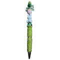 Easter-Themed Decorative Pen With Green Rhinestones Blue Bunny Daisies And Bow Fun Writing Accessory Or Novelty Gift