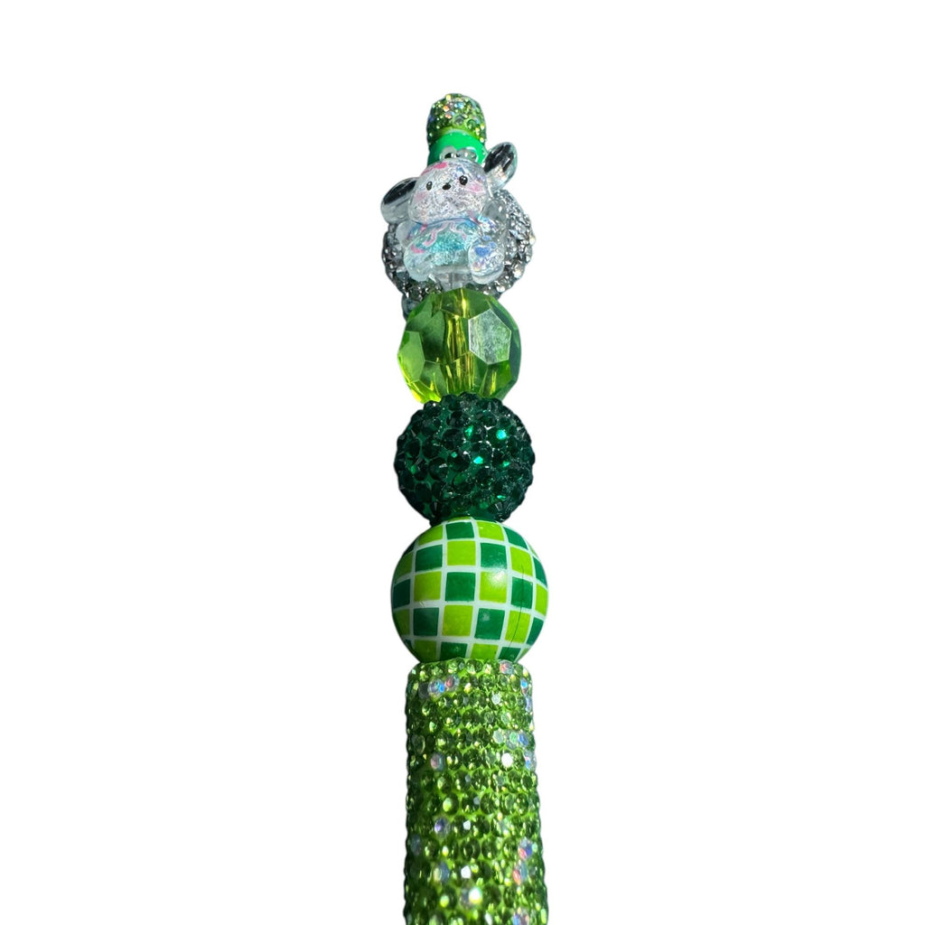My Melody Beaded Green Ballpoint Pen with Rhinestones & Decorative Accents for Writing or Gifting