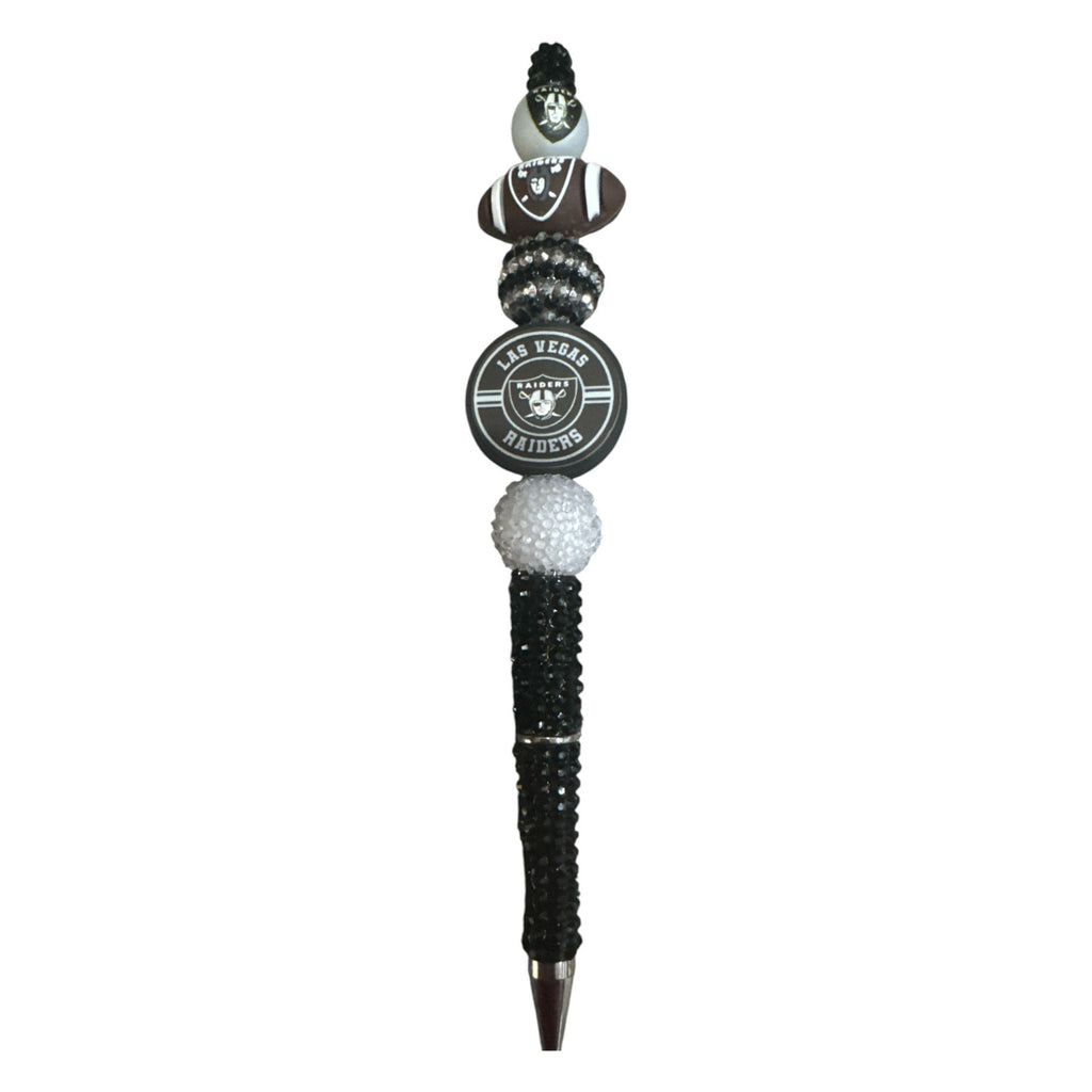 Las Vegas Raiders-Themed Decorative Pen With Beaded Accents Team Logo And Football Design