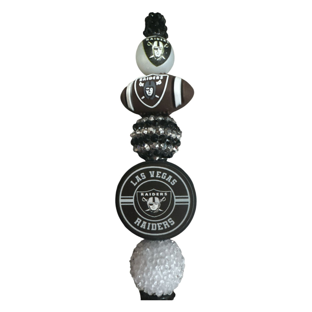 Las Vegas Raiders-Themed Decorative Pen With Beaded Accents Team Logo And Football Design