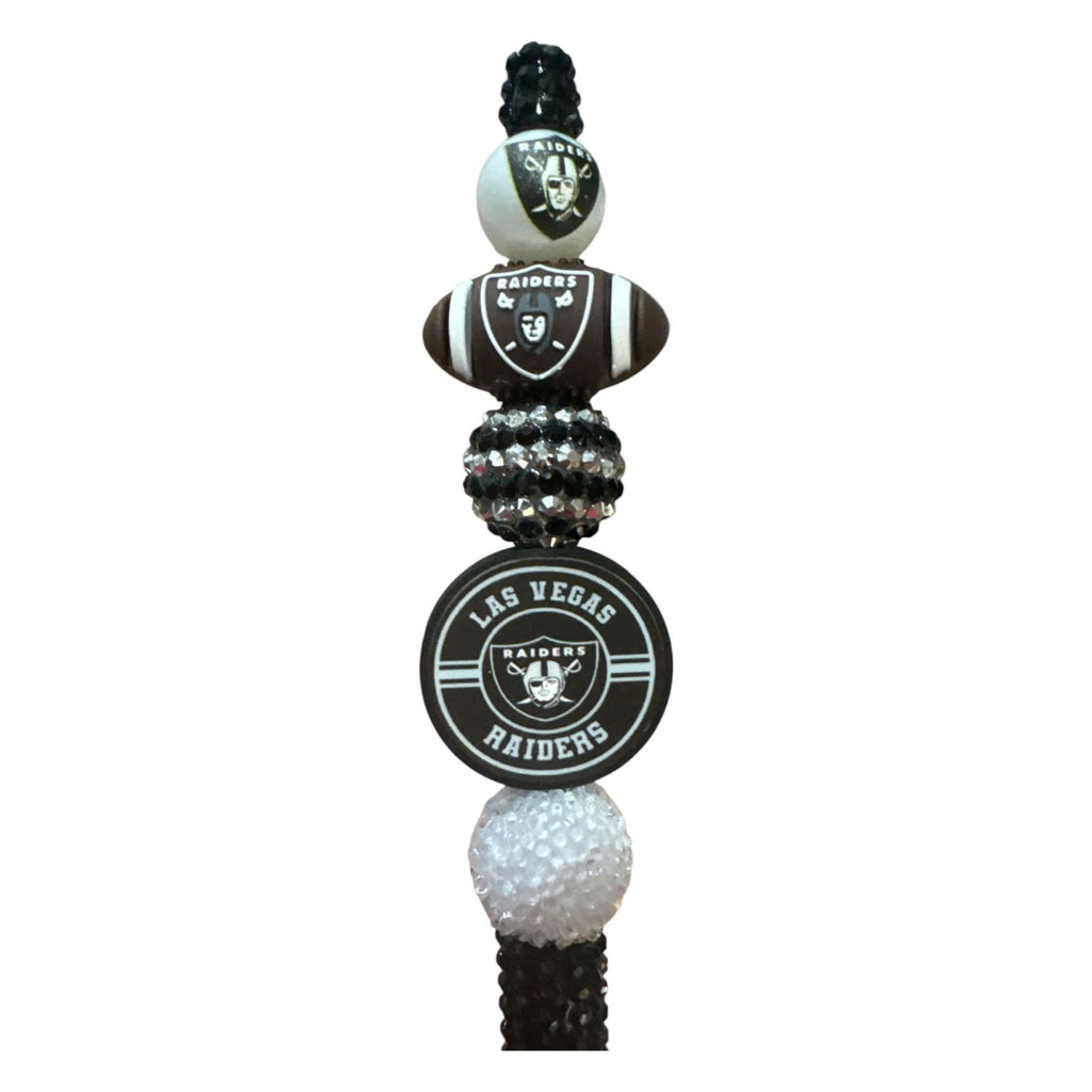 Las Vegas Raiders-Themed Decorative Pen With Beaded Accents Team Logo And Football Design