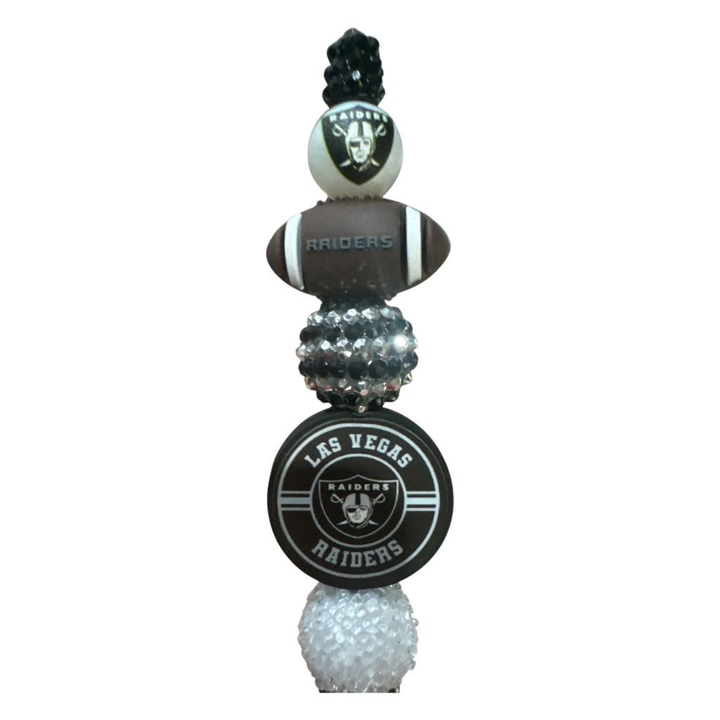 Las Vegas Raiders-Themed Decorative Pen With Beaded Accents Team Logo And Football Design