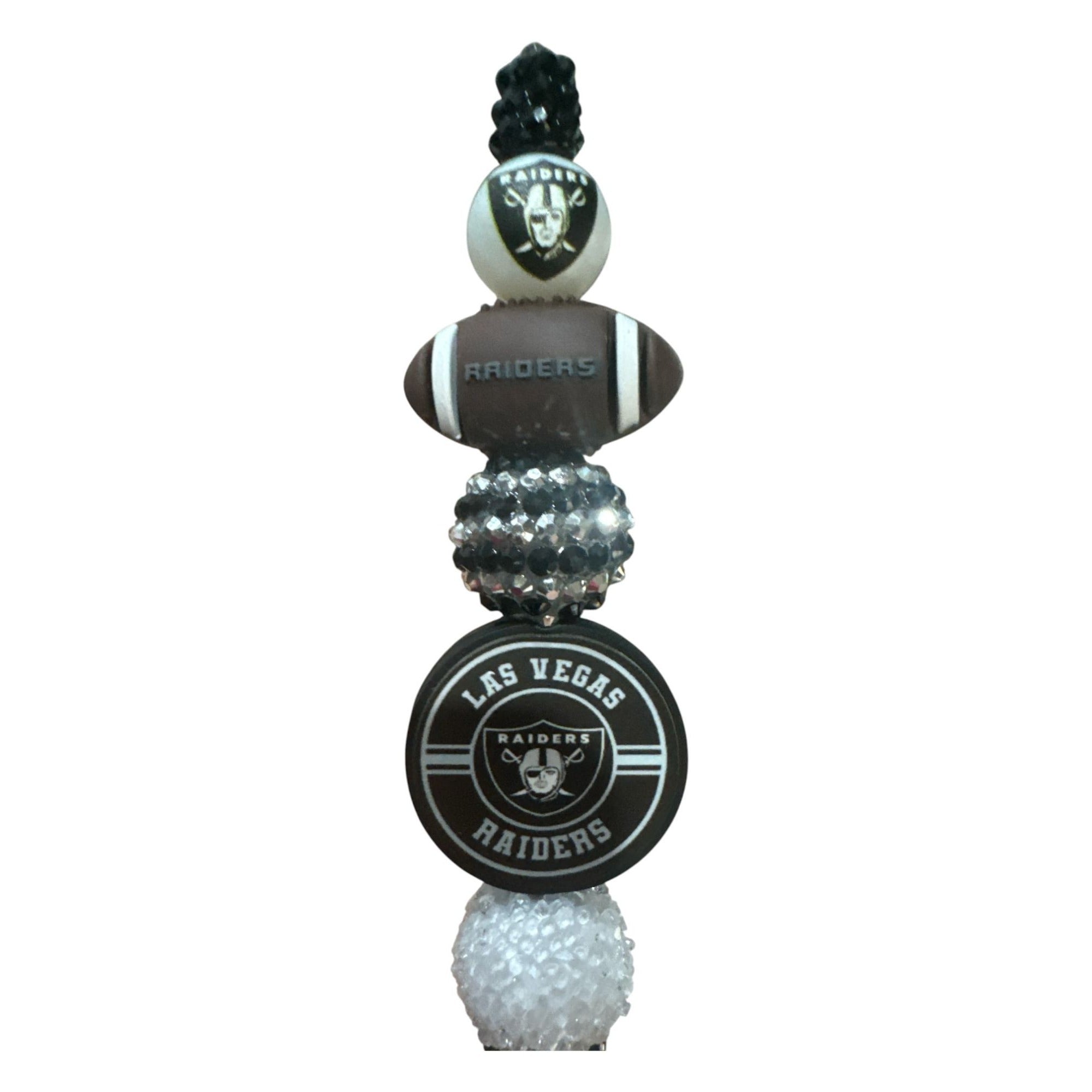 Las Vegas Raiders-Themed Decorative Pen With Beaded Accents Team Logo And Football Design