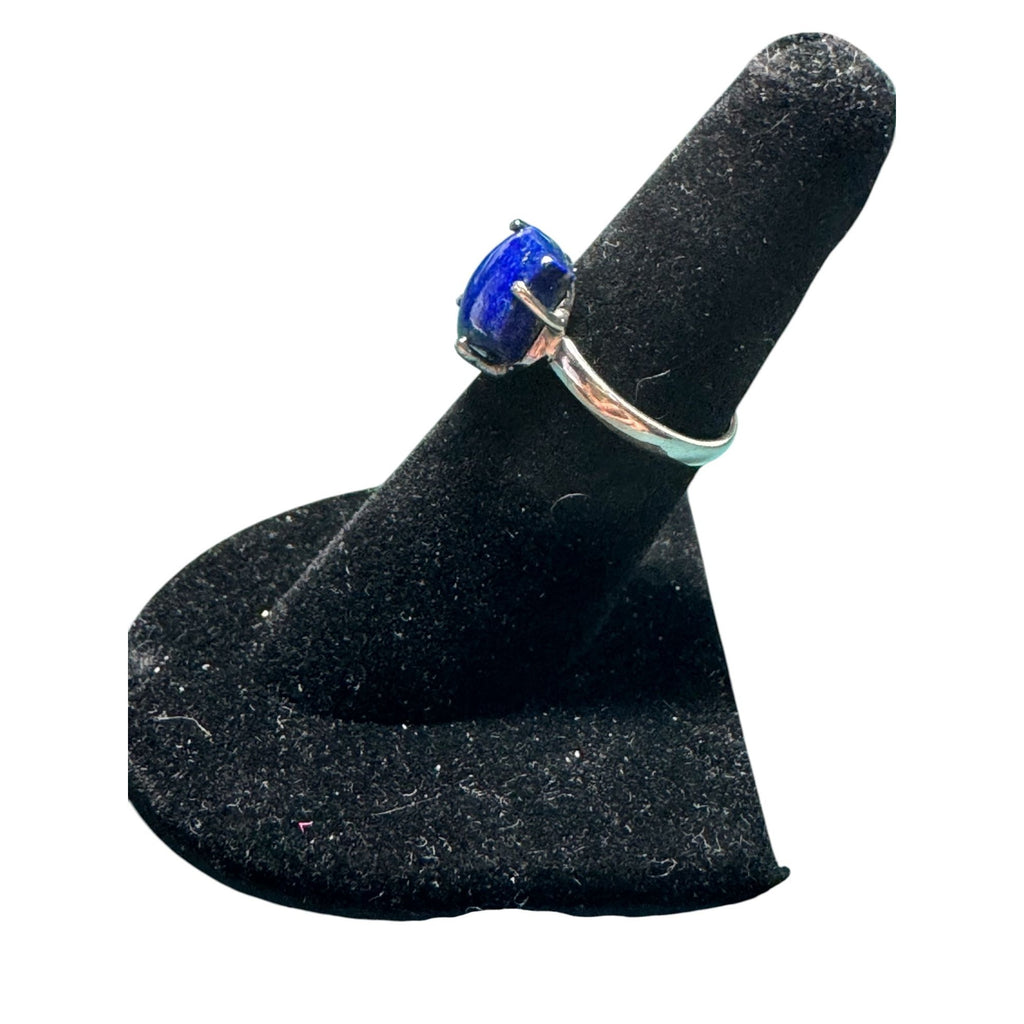 Handcrafted Sterling Silver Ring with Hexagonal Lapis Lazuli Gemstone