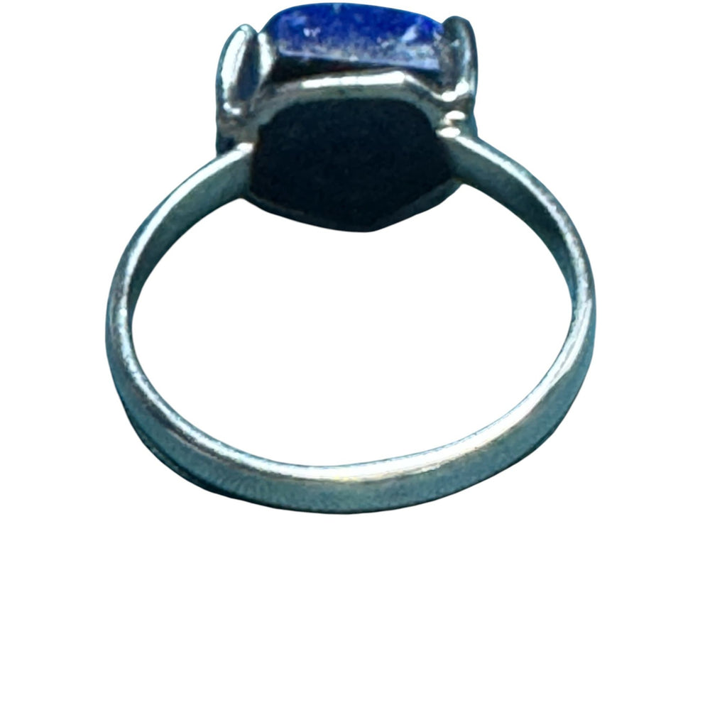 Handcrafted Sterling Silver Ring with Hexagonal Lapis Lazuli Gemstone