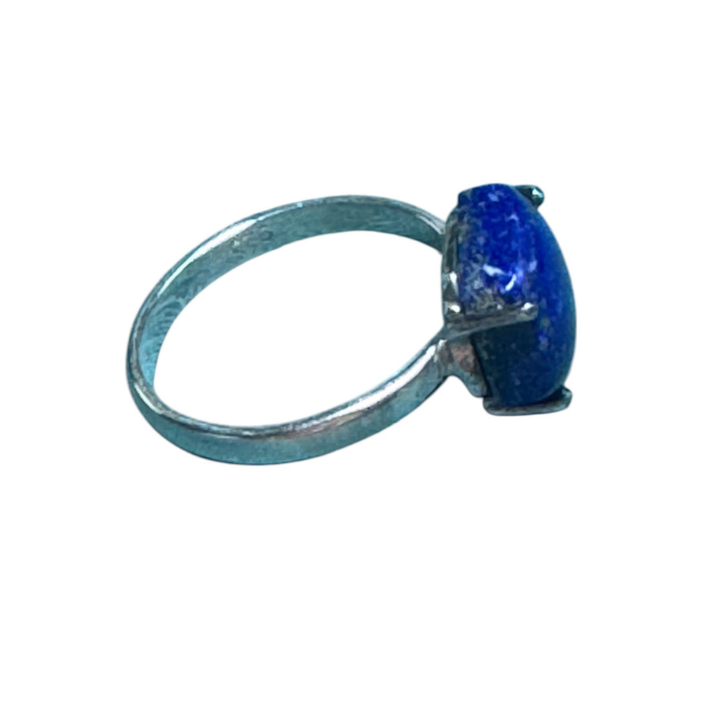 Handcrafted Sterling Silver Ring with Hexagonal Lapis Lazuli Gemstone