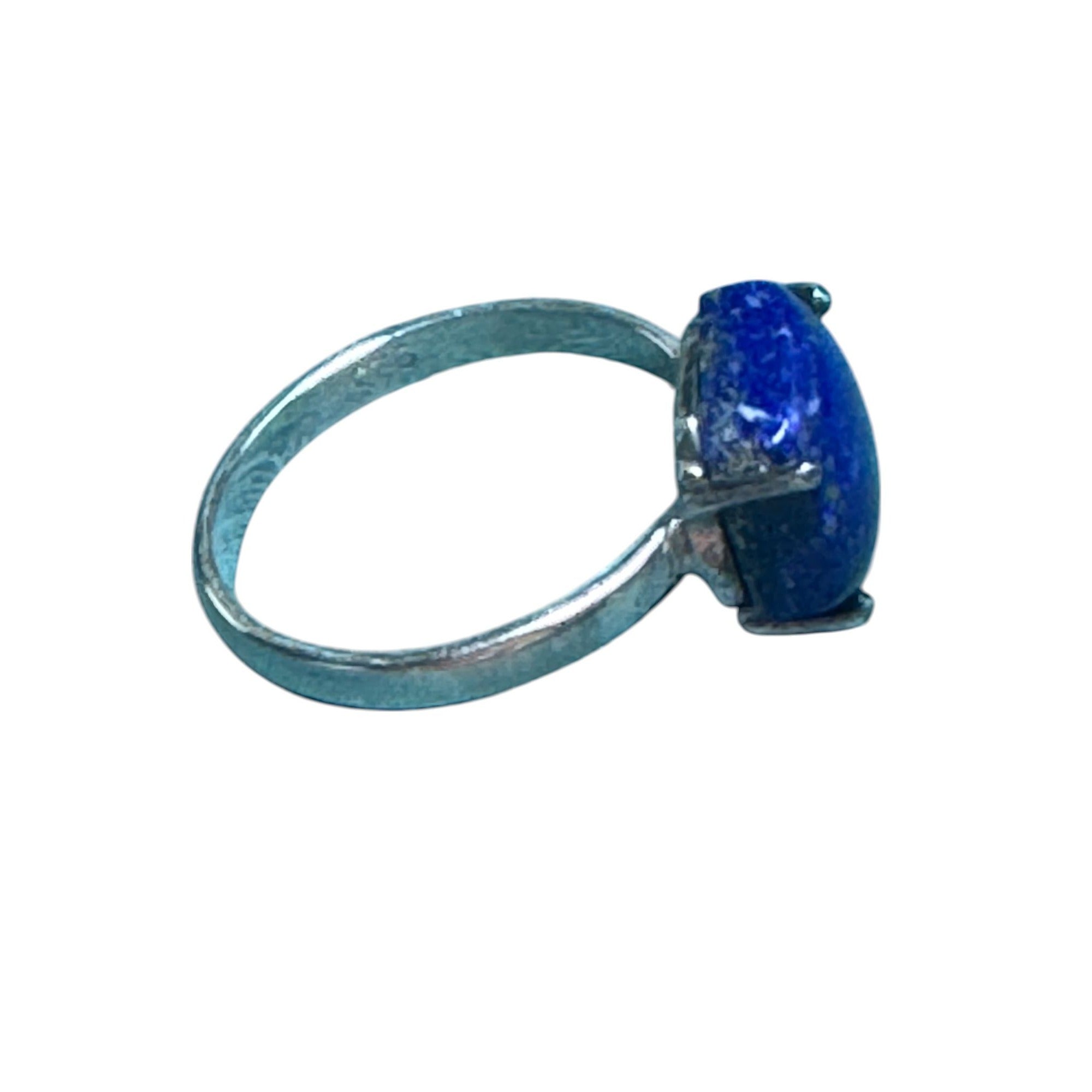 Handcrafted Sterling Silver Ring with Hexagonal Lapis Lazuli Gemstone
