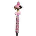 Handcrafted Luxury Rhinestone Pen With Pink Beads Bow Detail & Decorative Accents - Both Sides Embellished