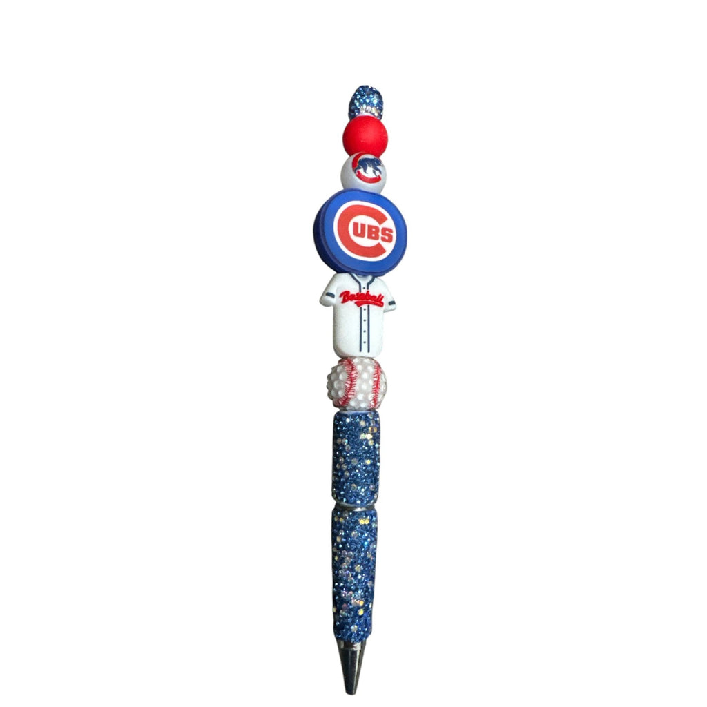 Chicago Cubs Decorative Baseball-Themed Pen With Glitter & Beads