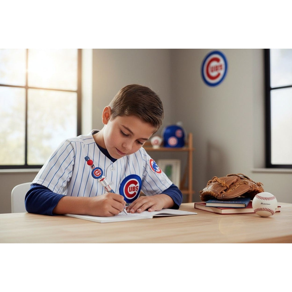 Chicago Cubs Decorative Baseball-Themed Pen With Glitter & Beads