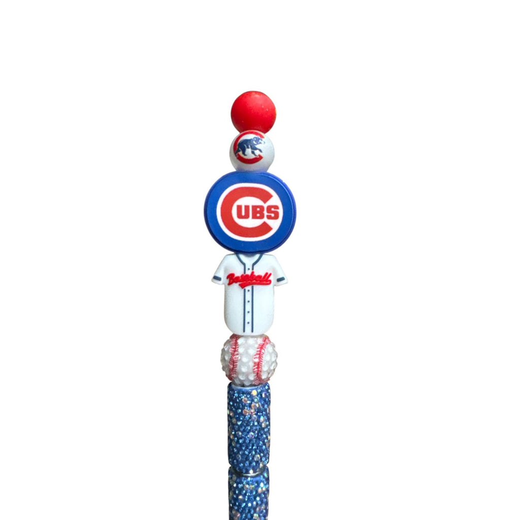 Chicago Cubs Decorative Baseball-Themed Pen With Glitter & Beads