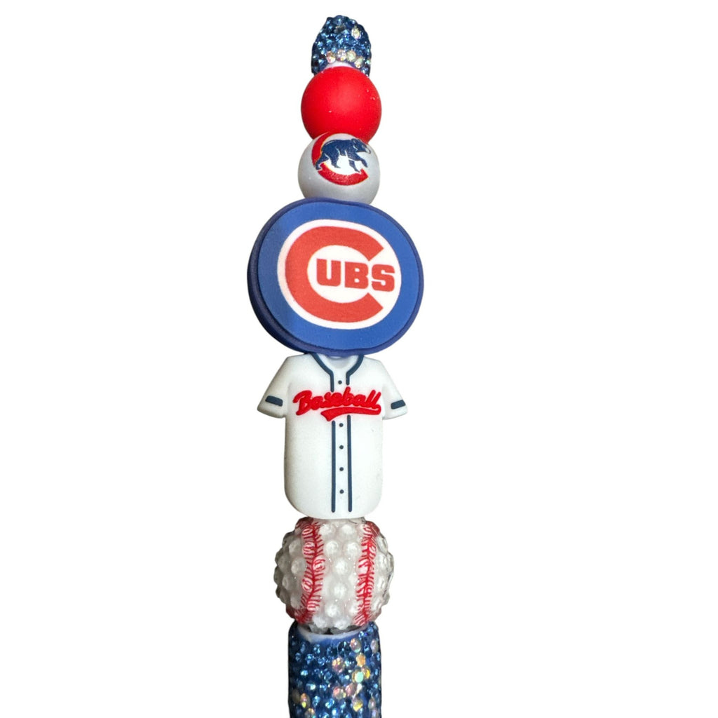 Chicago Cubs Decorative Baseball-Themed Pen With Glitter & Beads