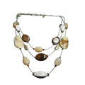 Multi-Strand Boho Necklace With Marble-Look Beads & Adjustable Chain