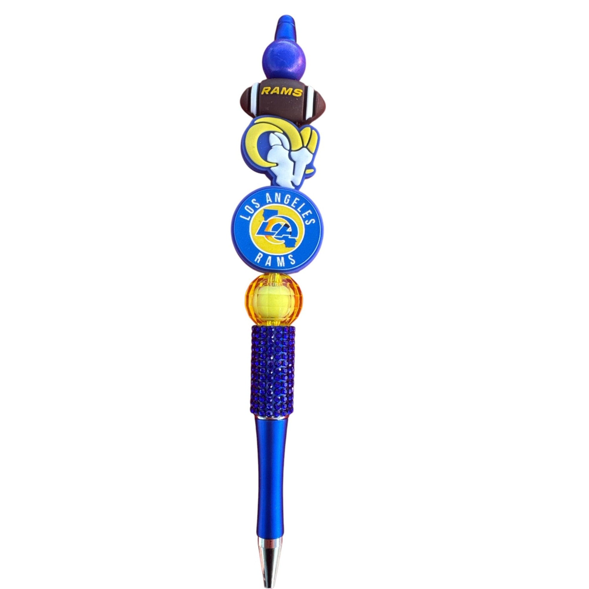 Los Angeles Rams Themed Decorative Pen With Beaded Handle And Team Logos