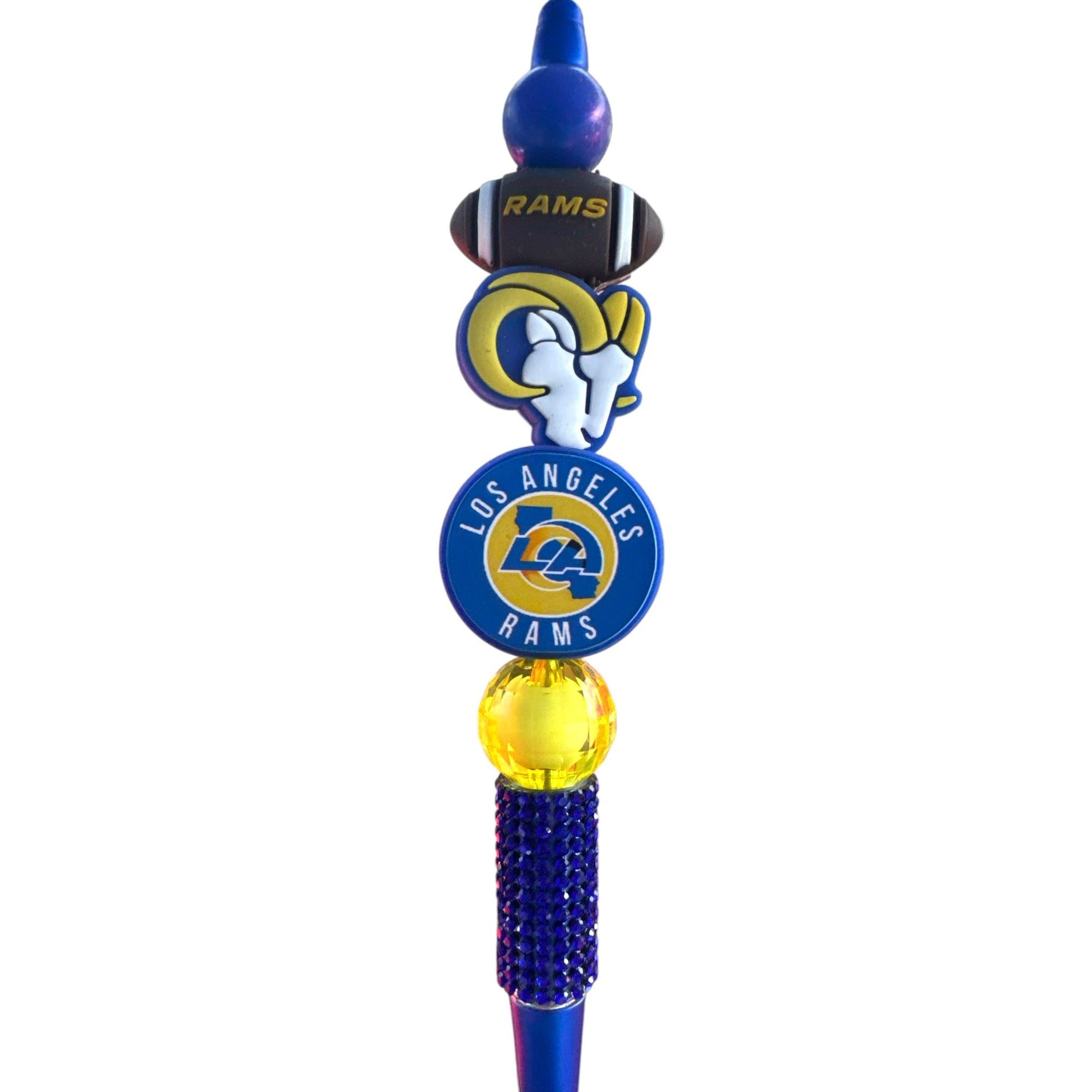 Los Angeles Rams Themed Decorative Pen With Beaded Handle And Team Logos