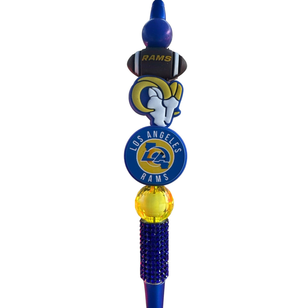 Los Angeles Rams Themed Decorative Pen With Beaded Handle And Team Logos