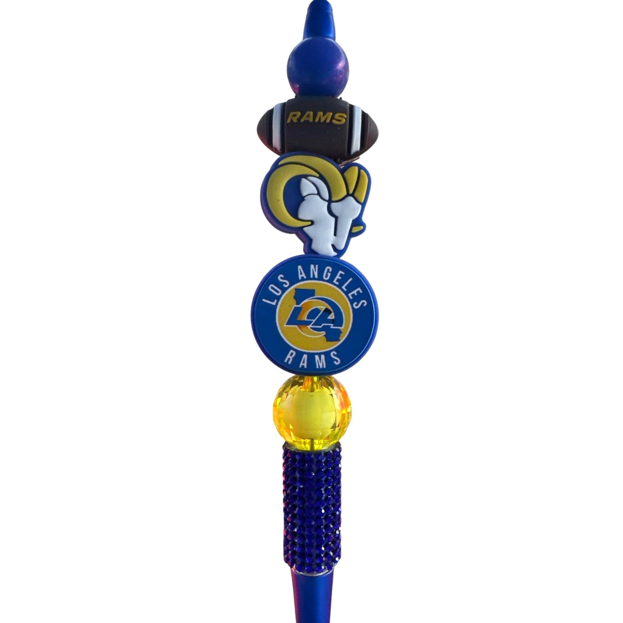 Los Angeles Rams Themed Decorative Pen With Beaded Handle And Team Logos