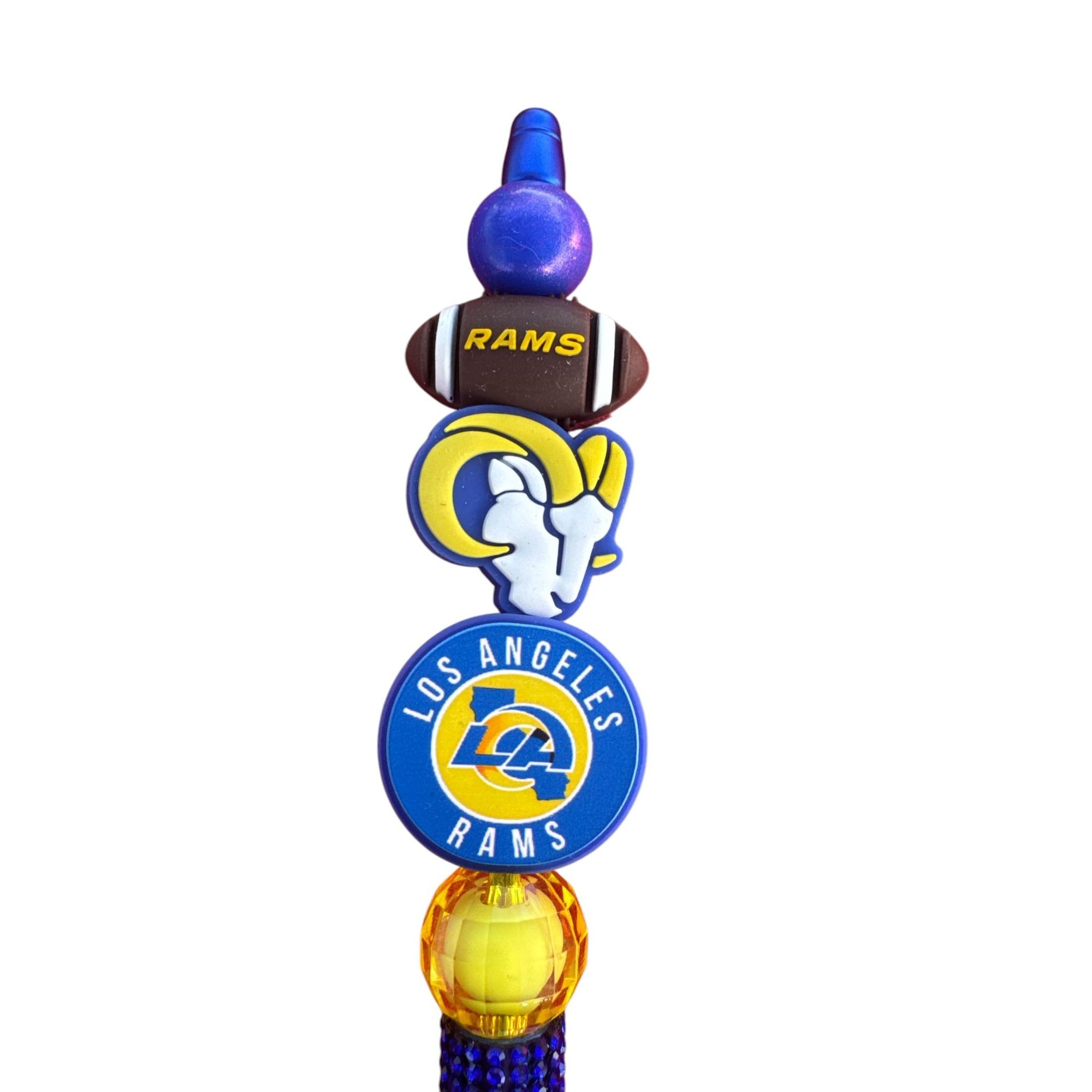 Los Angeles Rams Themed Decorative Pen With Beaded Handle And Team Logos