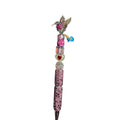 Hummingbird-Themed Decorative Pen With Rhinestones & Beads Pink & Gold Design Heart Accent Lightweight Writing Accessory