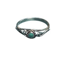 Vintage Sterling Silver Turquoise Ring With Intricate Scrollwork Band Design