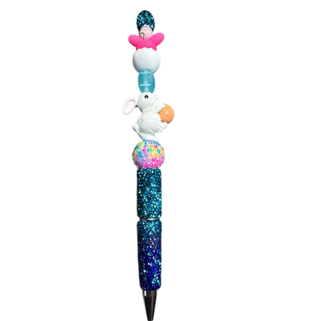 Easter-Themed Bunny & Glitter Beaded Pen With Rainbow Accents - Fun & Festive Writing Tool