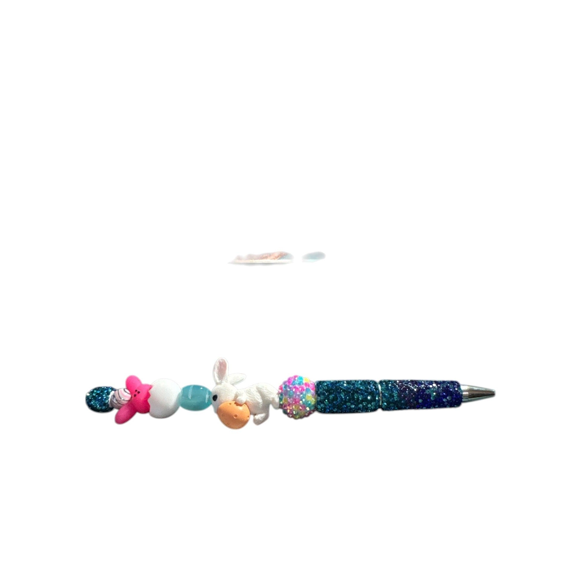 Easter-Themed Bunny & Glitter Beaded Pen With Rainbow Accents - Fun & Festive Writing Tool
