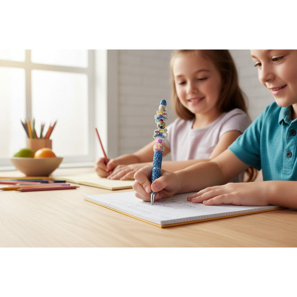 Rugrats-Themed Glitter Pen With 3D Beads & Star Accents - Double-Sided Design - Kids Stationery Gift