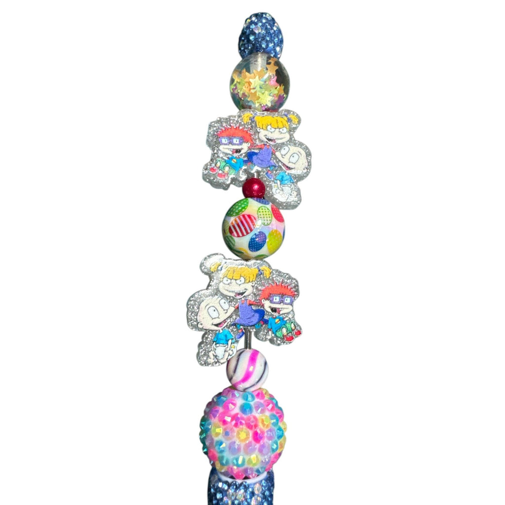 Rugrats-Themed Glitter Pen With 3D Beads & Star Accents - Double-Sided Design - Kids Stationery Gift