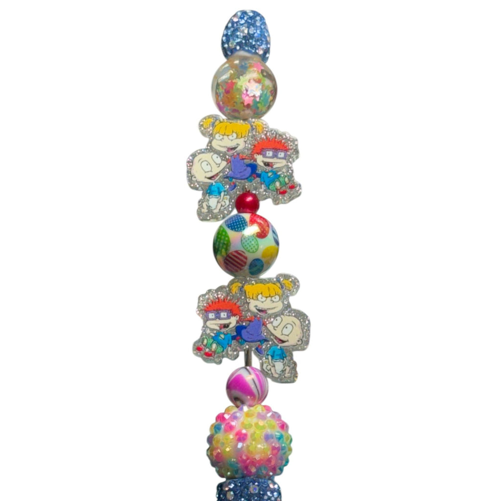 Rugrats-Themed Glitter Pen With 3D Beads & Star Accents - Double-Sided Design - Kids Stationery Gift