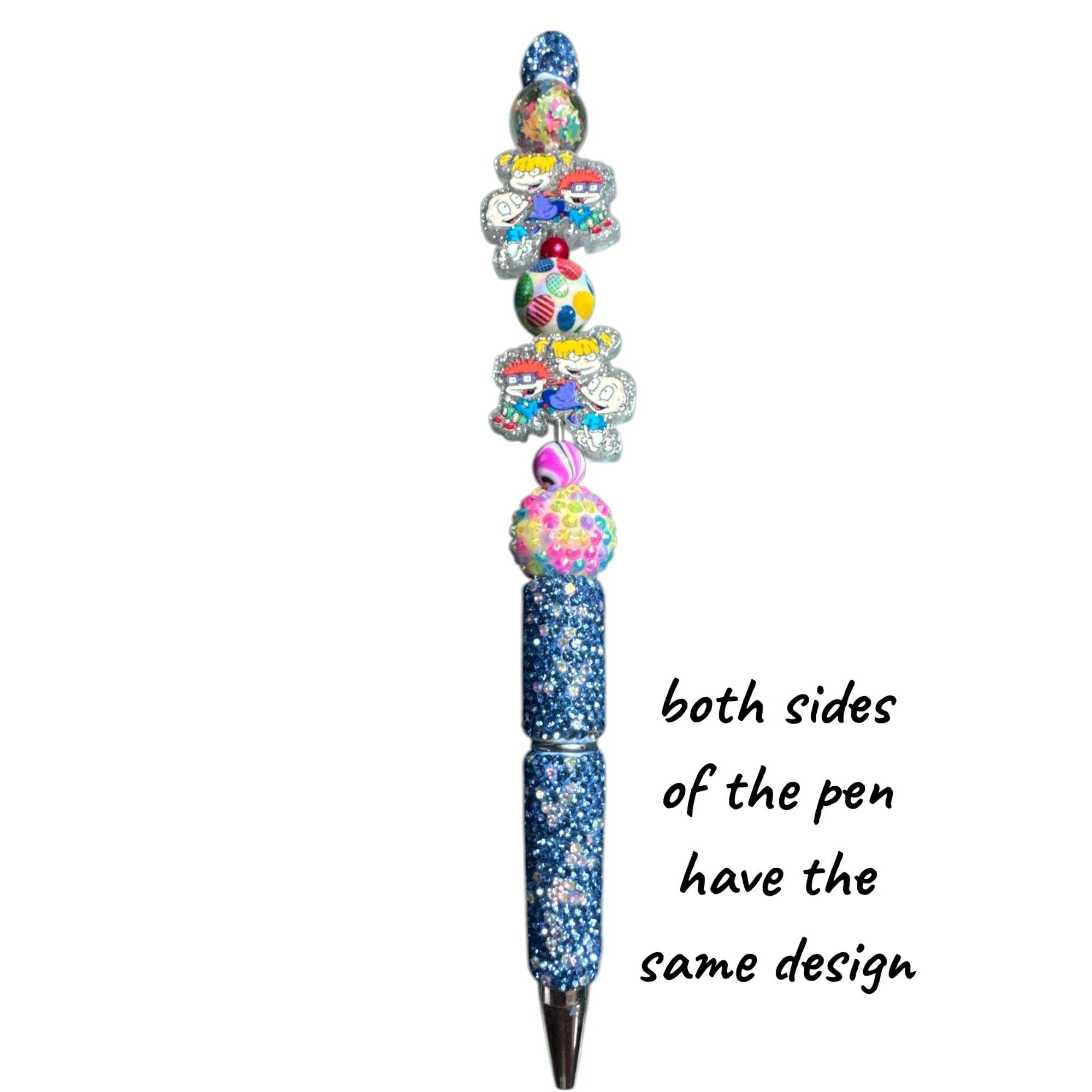 Rugrats-Themed Glitter Pen With 3D Beads & Star Accents - Double-Sided Design - Kids Stationery Gift