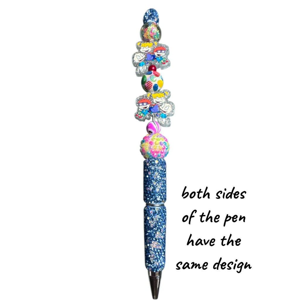 Rugrats-Themed Glitter Pen With 3D Beads & Star Accents - Double-Sided Design - Kids Stationery Gift