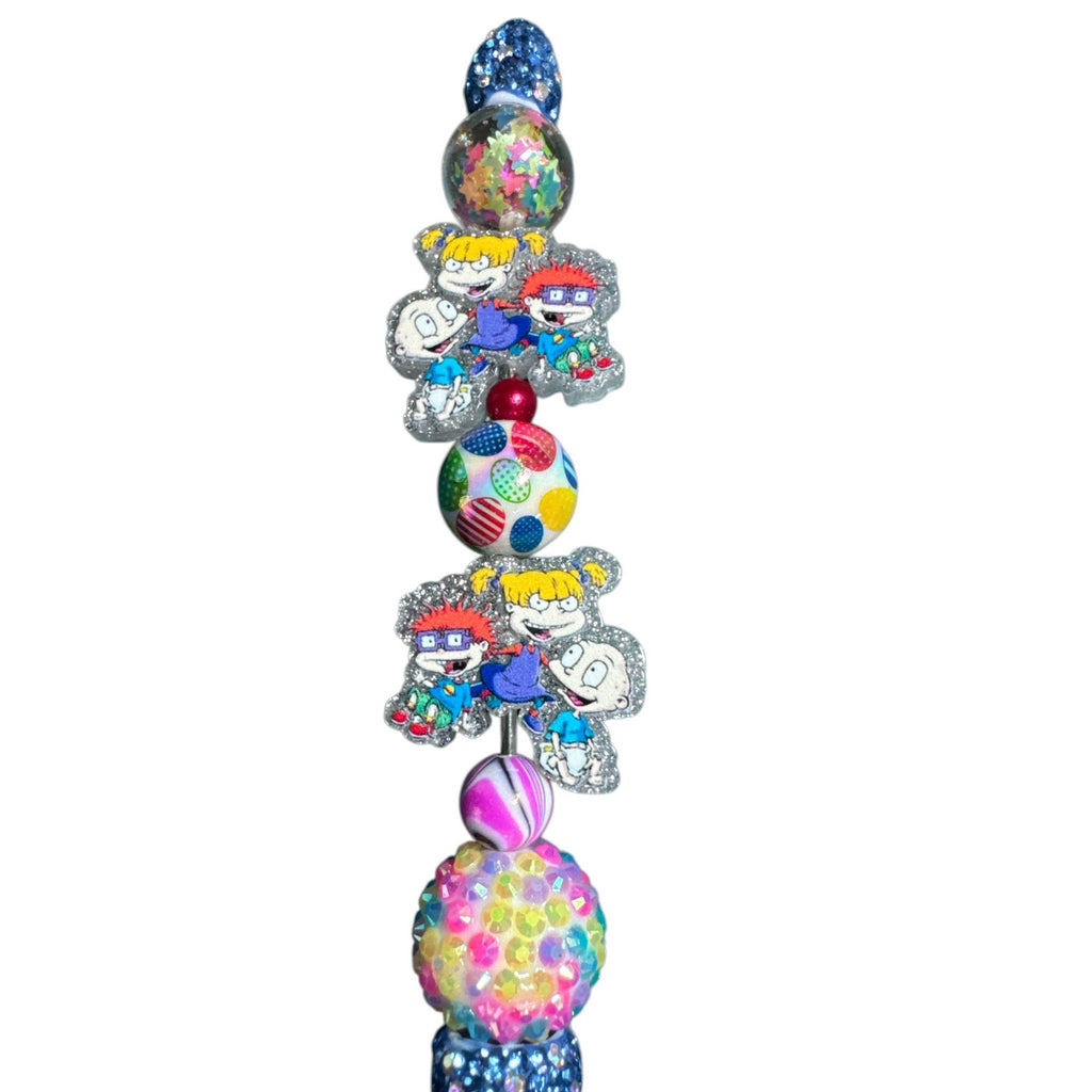 Rugrats-Themed Glitter Pen With 3D Beads & Star Accents - Double-Sided Design - Kids Stationery Gift