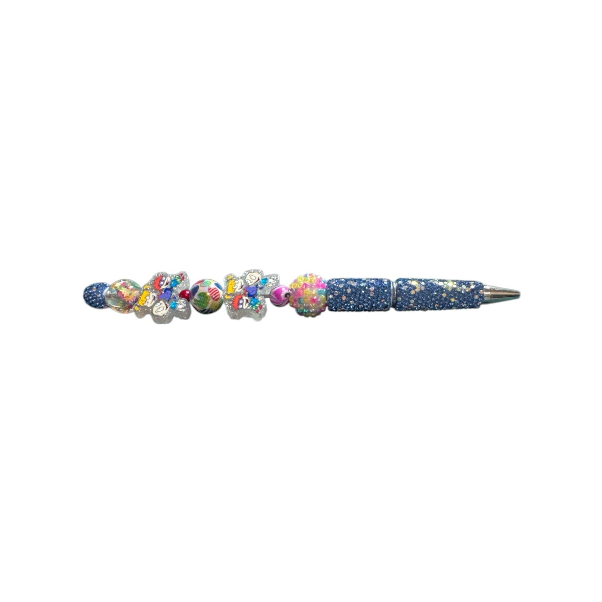 Rugrats-Themed Glitter Pen With 3D Beads & Star Accents - Double-Sided Design - Kids Stationery Gift