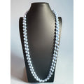 Light Blue Double-Strand Glass Bead Necklace Elegant Twisted Design 35-Inch Statement Jewelry For Women