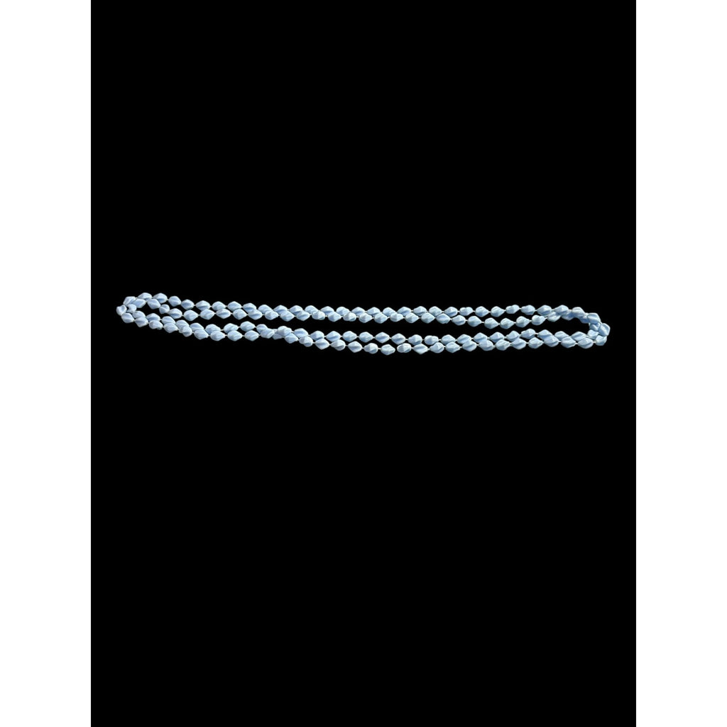Light Blue Double-Strand Glass Bead Necklace Elegant Twisted Design 35-Inch Statement Jewelry For Women
