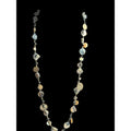 Shell & Bead Long Necklace With Natural Iridescent Finish And Metallic Accents