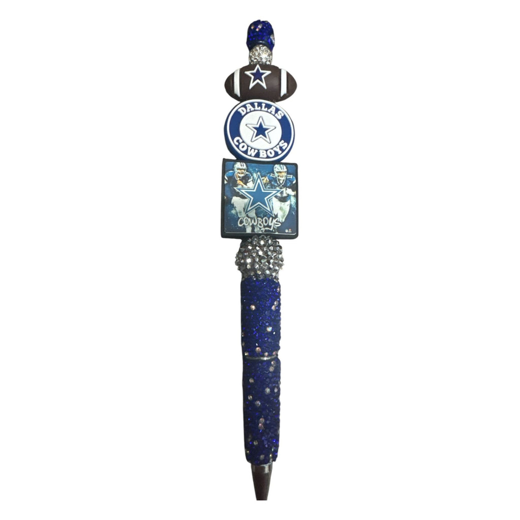 Dallas Cowboys Themed Decorative Pen With Glitter Accents & Team Logos