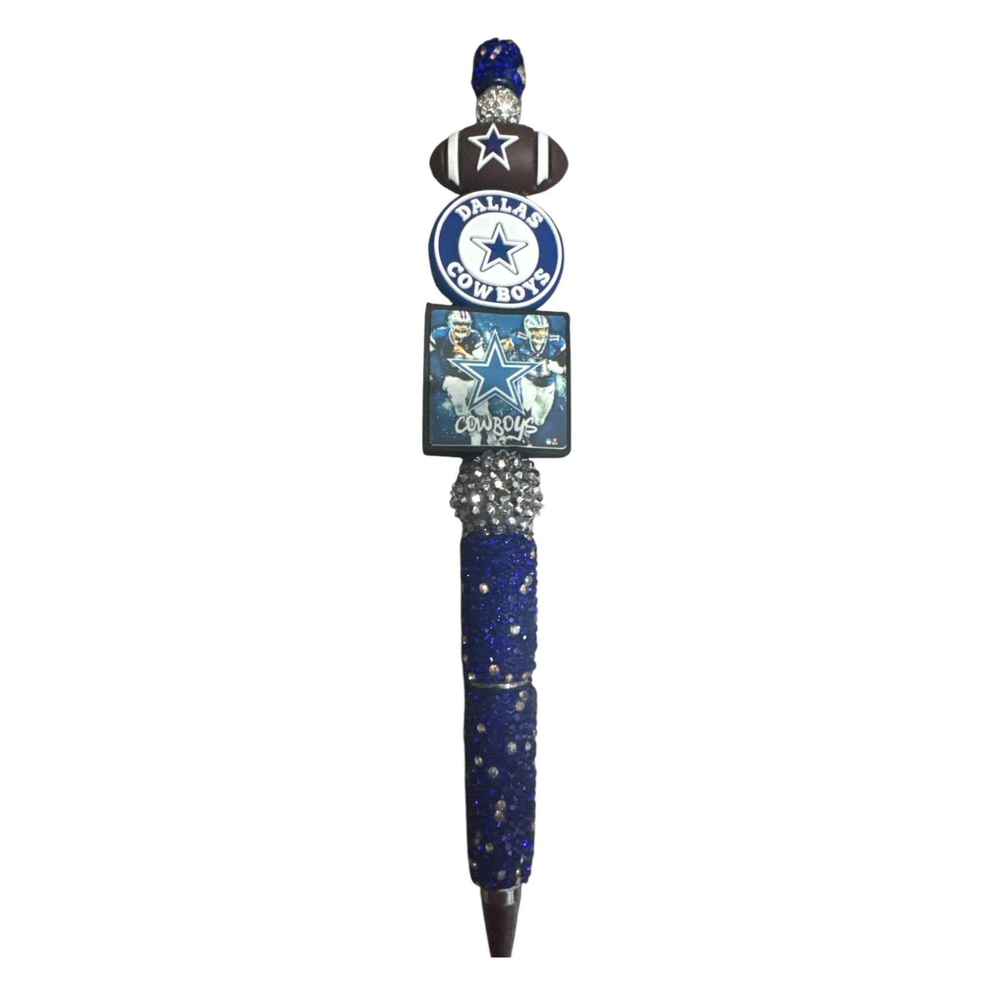 Dallas Cowboys Themed Decorative Pen With Glitter Accents & Team Logos