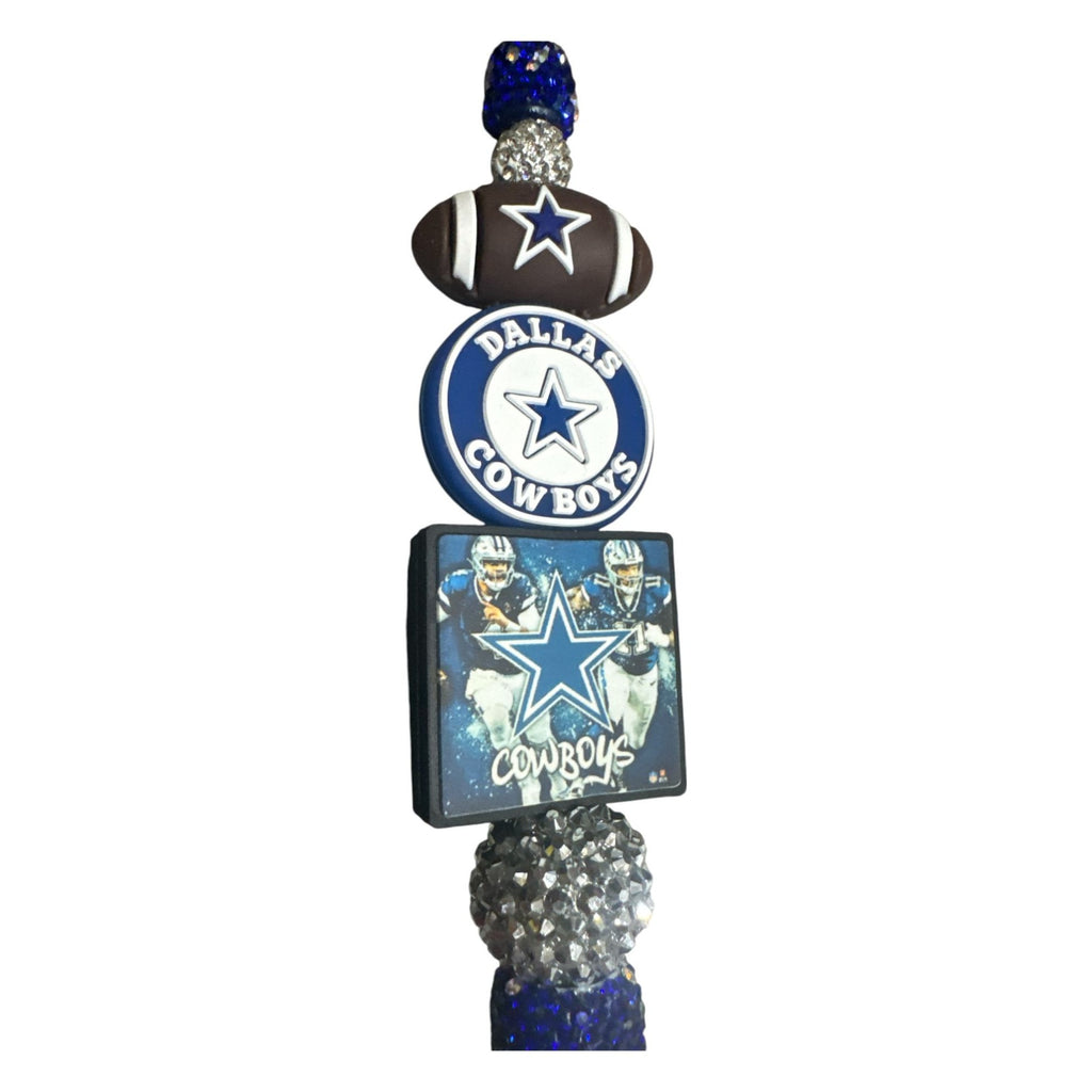 Dallas Cowboys Themed Decorative Pen With Glitter Accents & Team Logos