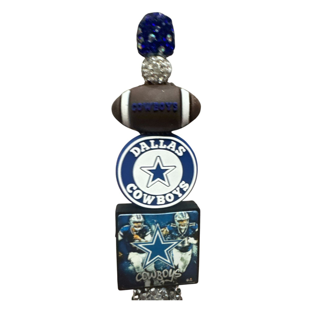 Dallas Cowboys Themed Decorative Pen With Glitter Accents & Team Logos