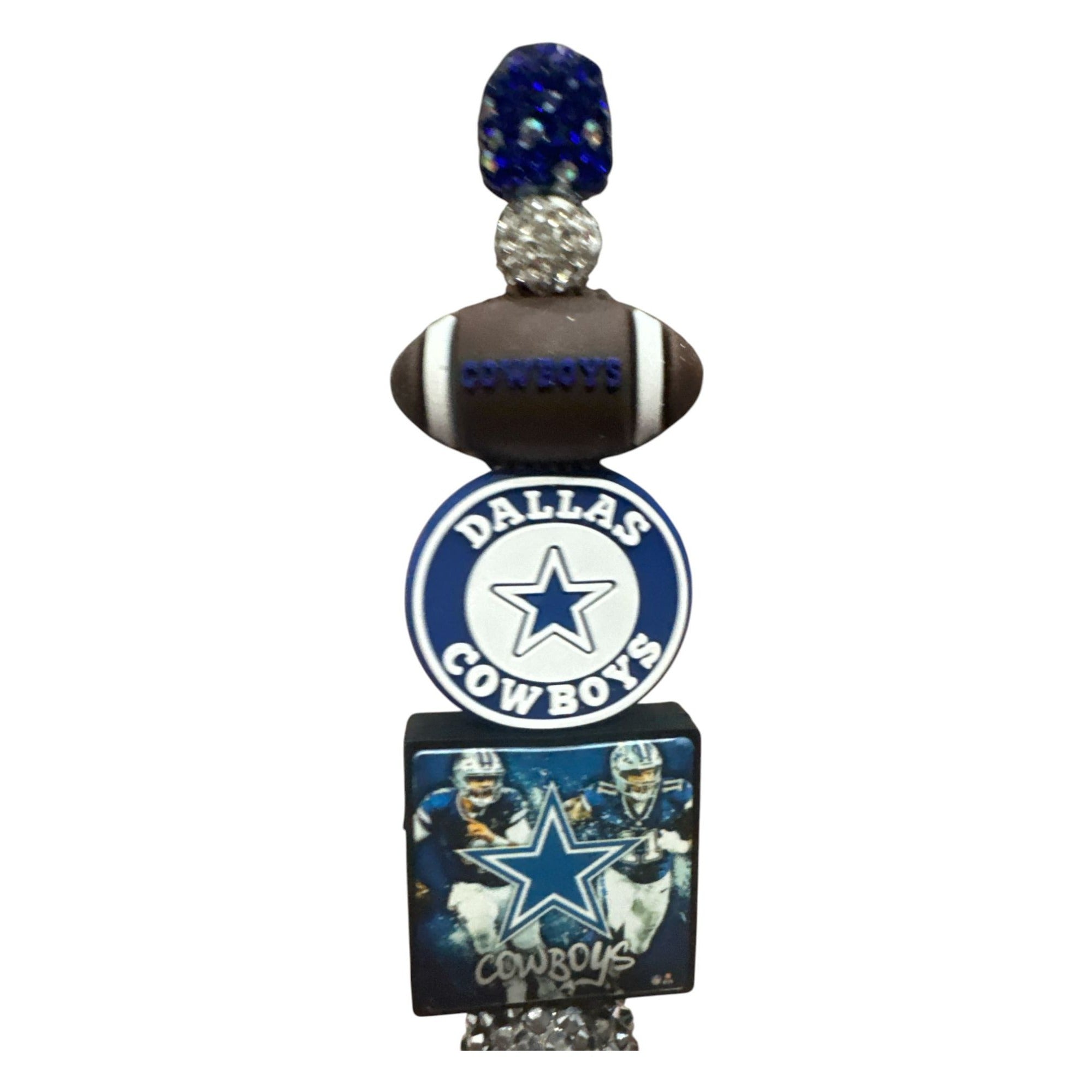 Dallas Cowboys Themed Decorative Pen With Glitter Accents & Team Logos
