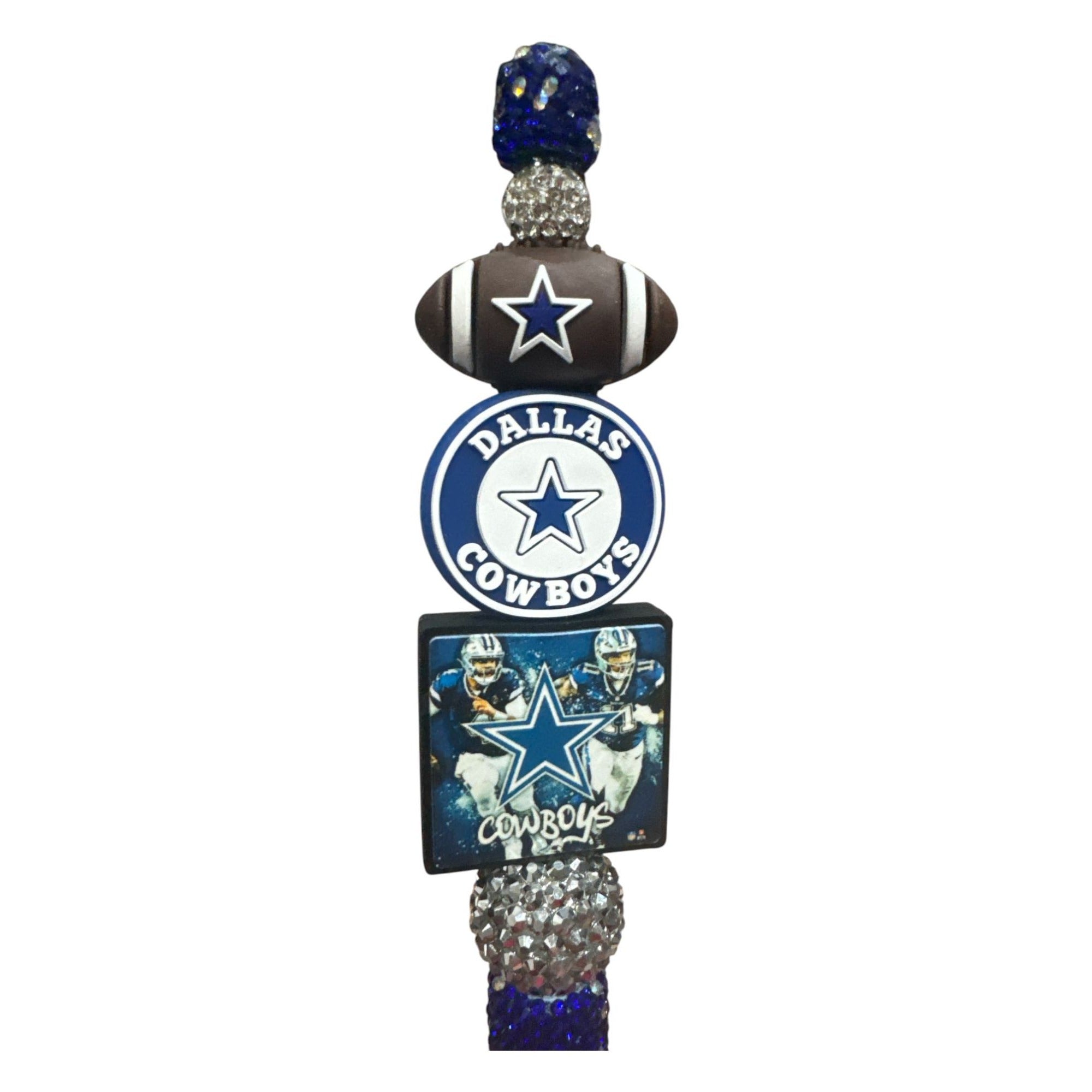 Dallas Cowboys Themed Decorative Pen With Glitter Accents & Team Logos