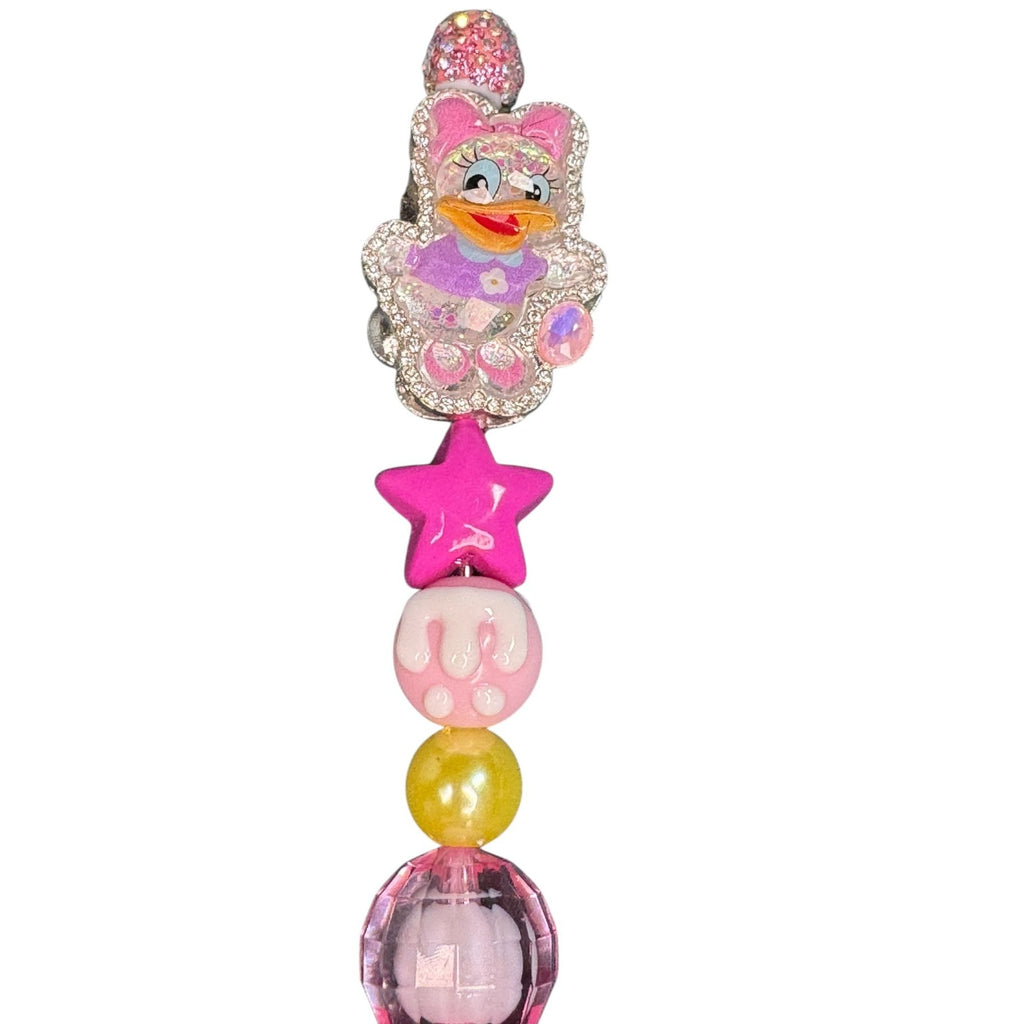 Kawaii Daisy Duck Pen Pink Rhinestone Bling Star Charm Cute Decorative Writing Pen