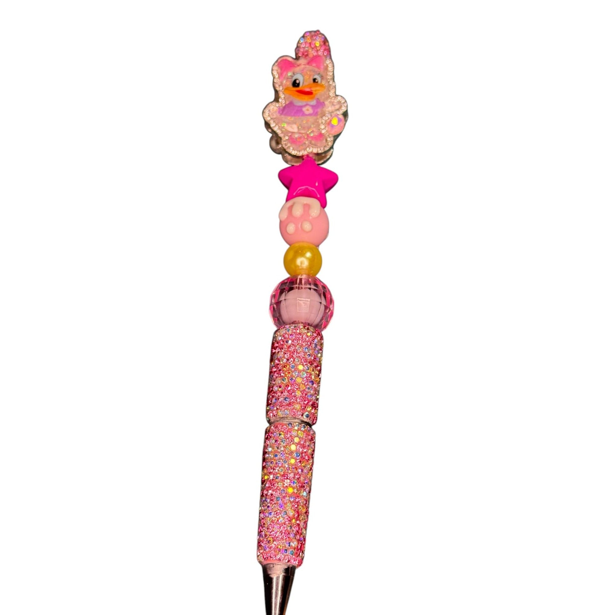 Kawaii Daisy Duck Pen Pink Rhinestone Bling Star Charm Cute Decorative Writing Pen